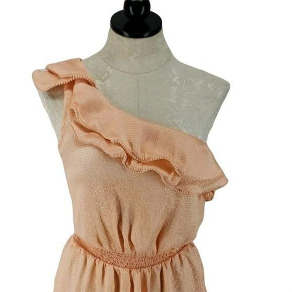 Chelsea +‎ Violet Dress Peach One Shoulder Fitted Flare XS - Picture 2 of 8